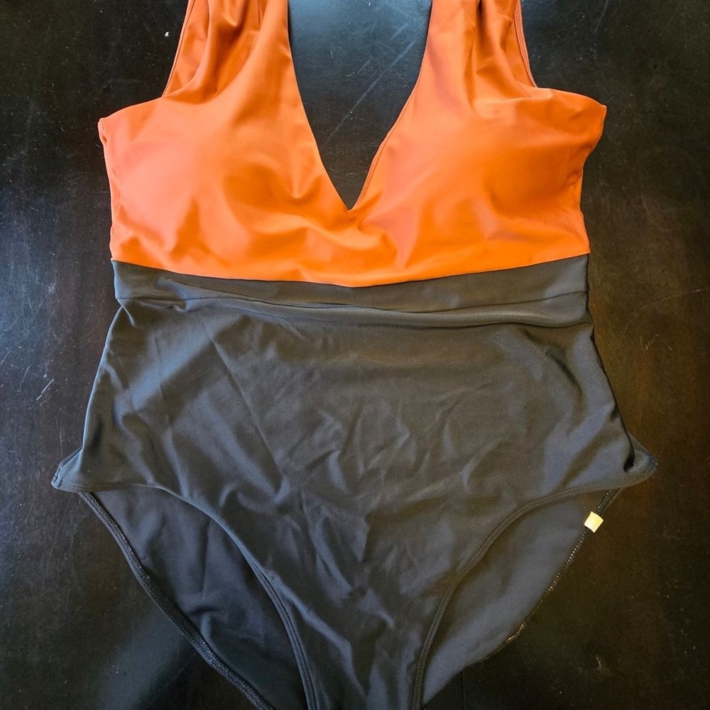 Summersalt Women's Colorblock One Piece Swimsuit Brown Black Size 14